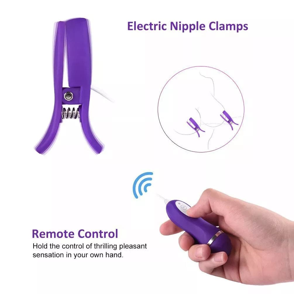 Vibrating Breast Nipple Clamps Vibrator Clit Clip SM Bondage Sex Toy For Women - secretera