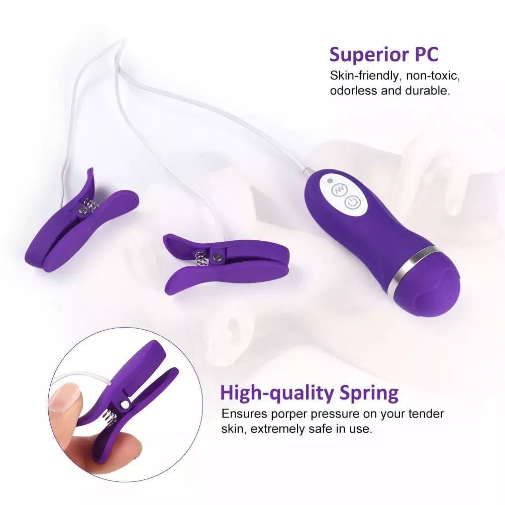 Vibrating Breast Nipple Clamps Vibrator Clit Clip SM Bondage Sex Toy For Women - secretera