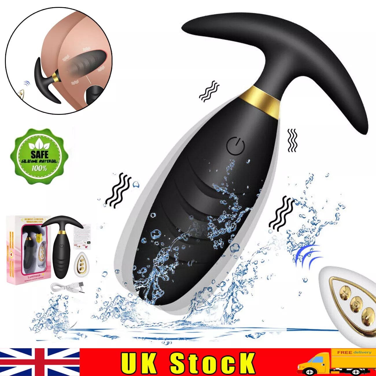 Remote Controlled Anal Butt Plug Vibrator Dildo Clitoris Sex Toys for Women Men - secretera