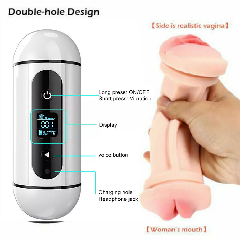 Auto Sucking Stroker Cup Men Male Masturbator Vibrator Oral Mouth Cup Sex Toys - secretera