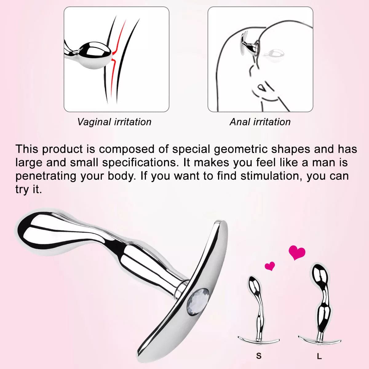 Metal Steel G-spot Anal Butt Plug Prostate Massager Probe Sex Toys for Men Women - secretera