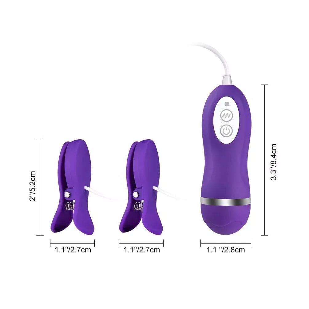 Vibrating Breast Nipple Clamps Vibrator Clit Clip SM Bondage Sex Toy For Women - secretera