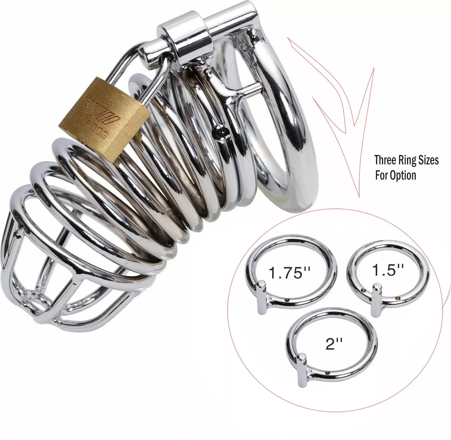 Penis Cock Cage Chastity Device Male Men Cock Lock Trainer Stainless Steel - secretera