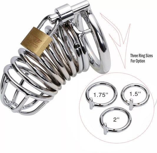 Penis Cock Cage Chastity Device Male Men Cock Lock Trainer Stainless Steel - secretera