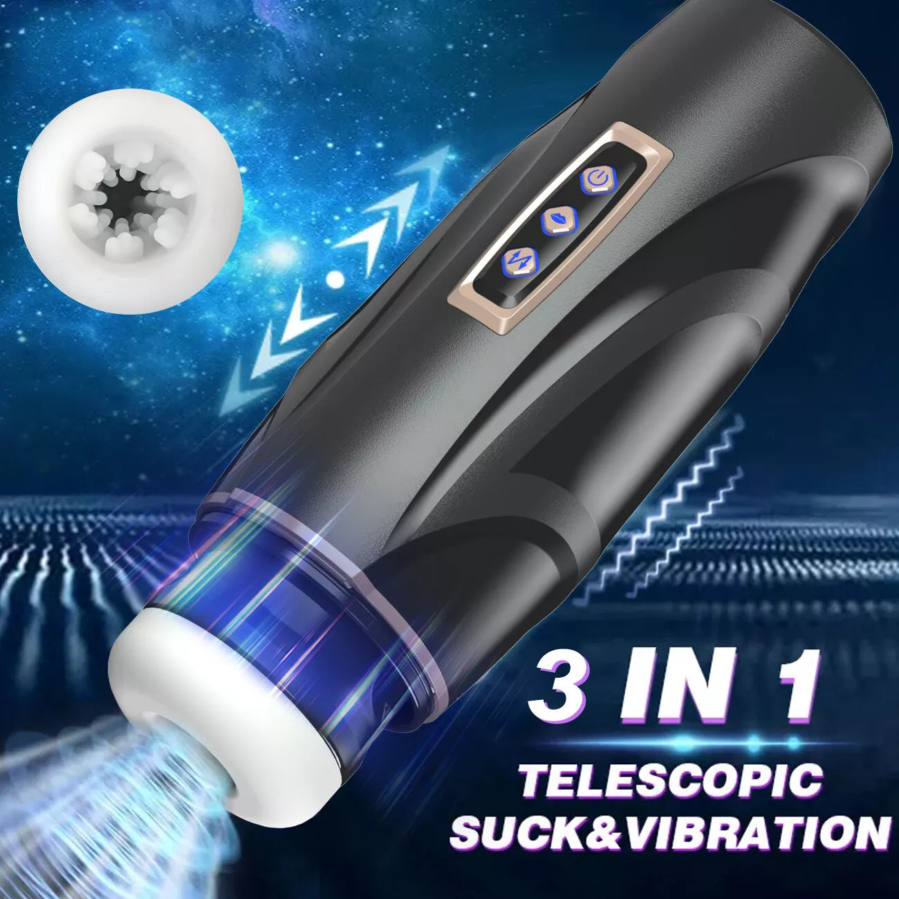 Male Masturbaters Automatic HandsFree Vibrating Cup Sucking Stroker Men Sex Toys - secretera