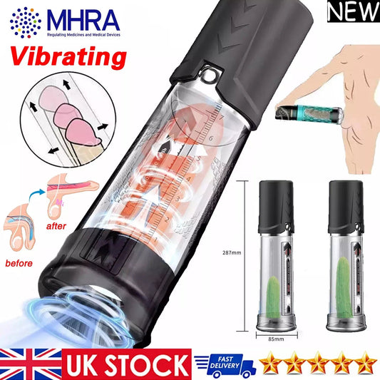 Penis Pump Pressure Gauge USB Rechargeable Cock Enlarger Blowjob Function Men - secretera