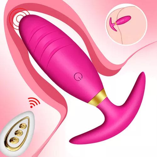 Remote Controlled Anal Butt Plug Vibrator Dildo Clitoris Sex Toys for Women Men - secretera