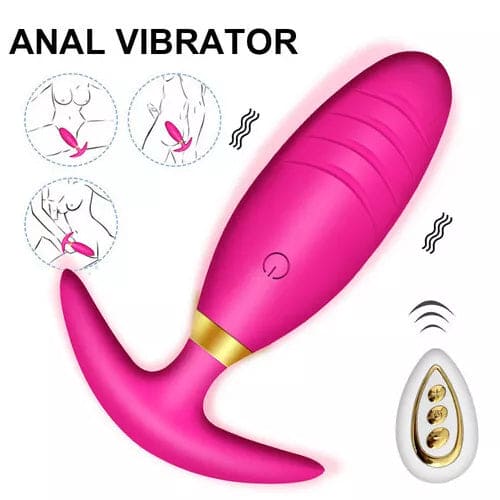 Remote Controlled Anal Butt Plug Vibrator Dildo Clitoris Sex Toys for Women Men - secretera