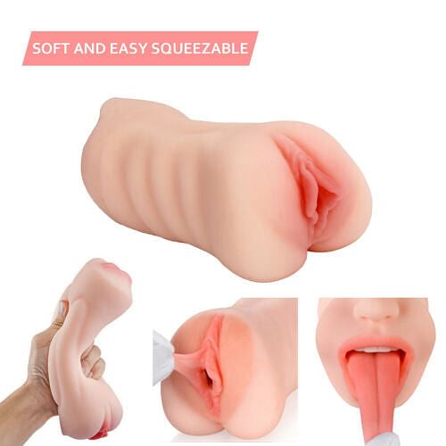 Soft Vagina Pussy Masturbator Cup Man Sex Toy - Two Hole - Pussy and Mouth with Nose - yourlovelychoices